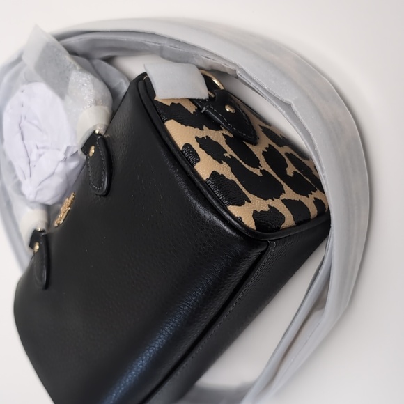Coach CW332 Mini Rowan Crossbody Bag W/Leopard Print Gold/Leopard Multi-Last one - Picture 6 of 16